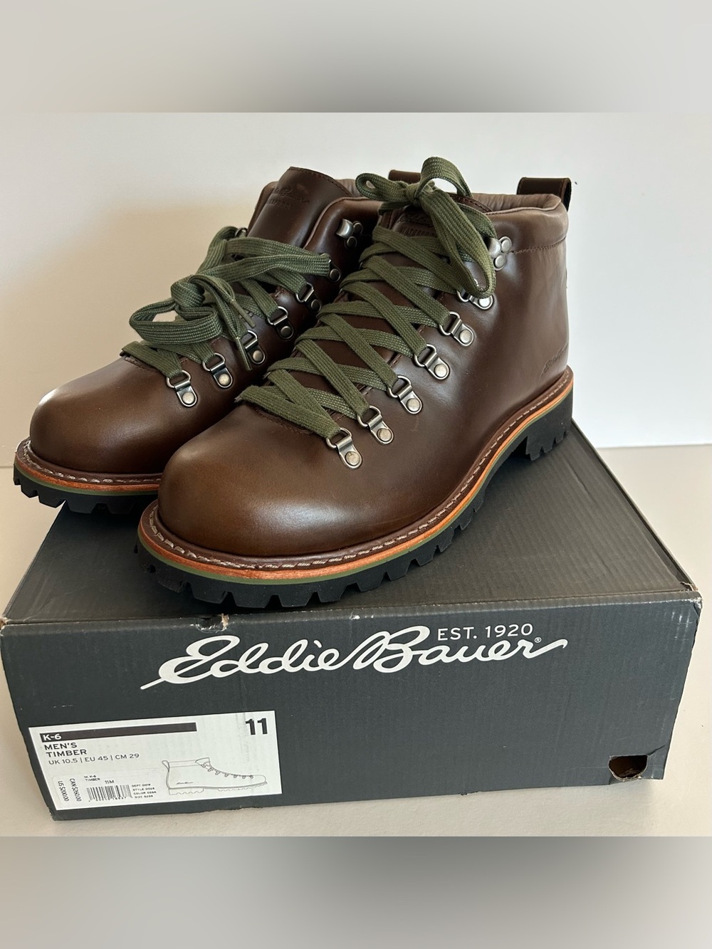 Eddie Bauer Brown Leather Men's Timber Rugged Hiker Boots